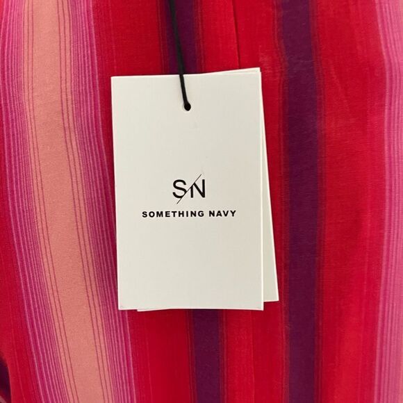 NWT Something Navy red goji bold striped dress size small - Picture 11 of 15